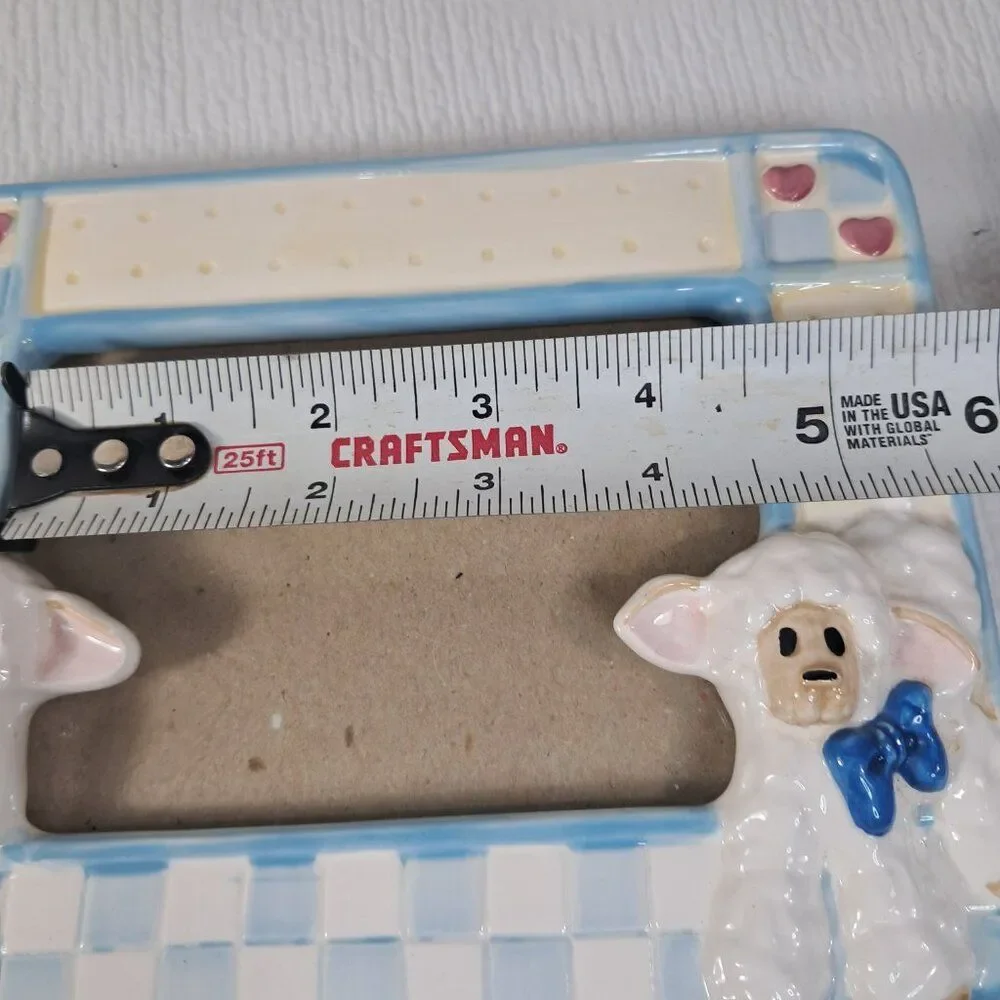 Daisy Kingdom picture frame sheep‎ lamb ceramic baby photo TerraGrafics Vintage